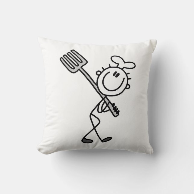 Stokfiguur Chef Met Vork Kussen (Voorkant)