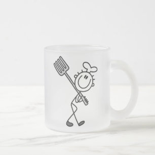 Stokfiguur Chef Met Vork Matglas Koffiemok