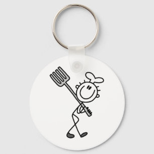 Stokfiguur Chef Met Vork Sleutelhanger