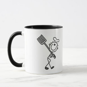 Stokfiguur Chef met Vork T-shirts en Cadeaus Mok