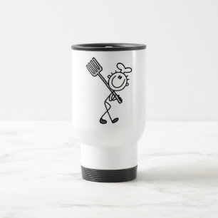 Stokfiguur Chef met Vork T-shirts en Cadeaus Reisbeker