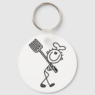 Stokfiguur Chef met Vork T-shirts en Cadeaus Sleutelhanger