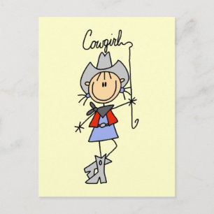 Stokfiguur Cowgirl met Lasso Briefkaart