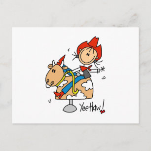 Stokfiguur Cowgirl Yee Haw T-shirts en cadeaus Briefkaart