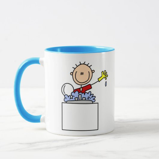 Stokfiguur doet afwas mok (Links)