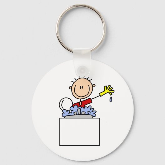 Stokfiguur doet afwas sleutelhanger (Voorkant)