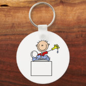 Stokfiguur doet afwas sleutelhanger (Voorkant)