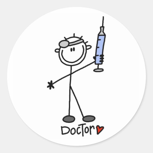 Stokfiguur Dokter Ronde Sticker (Voorkant)