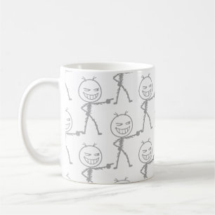 Stokfiguur Doodle Naadloos Patroon - Grappig Koffiemok