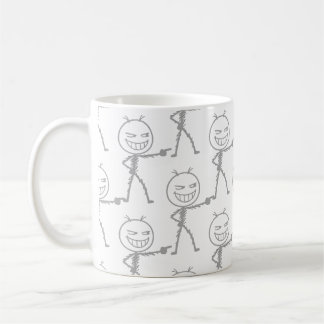 Stokfiguur Doodle Naadloos Patroon - Grappig Koffiemok