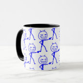 Stokfiguur Doodle Naadloos Patroon - Grappig Mok (Voorkant links)