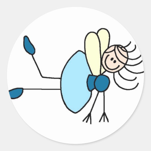 Stokfiguur Fee In Blauwe Sticker (Voorkant)