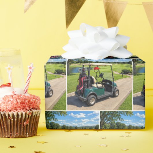 Stokfiguur Golfer in een Golfkar Cadeaupapier (Verjaardagsfeest)