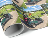 Stokfiguur Golfer in een Golfkar Cadeaupapier (Rol Hoek)