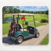 Stokfiguur Golfer in een Golfkar Muismat (Voorkant)