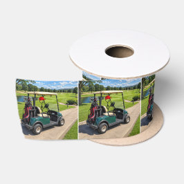 Stokfiguur Golfer in een Golfkar Satijnen Lint