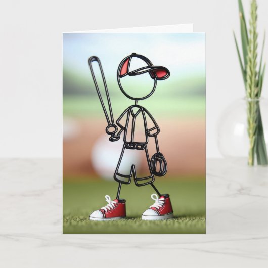 Stokfiguur honkbalspeler kaart (Voorkant)