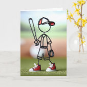 Stokfiguur honkbalspeler kaart (Gele Bloem)