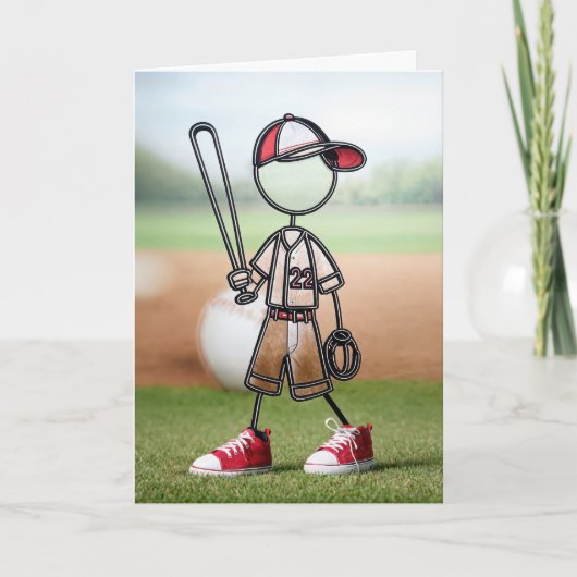 Stokfiguur honkbalspeler kaart (Voorkant)