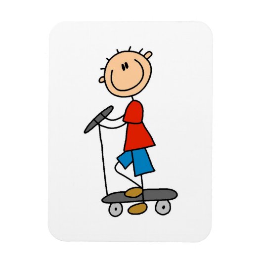 Stokfiguur Jongen op Step Magneet (Verticaal)