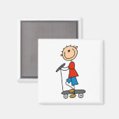 Stokfiguur Jongen op Step Magneet (Voorkant / Achterkant)