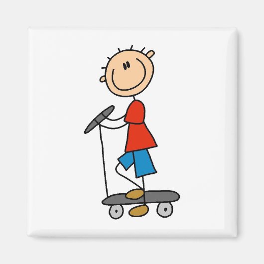 Stokfiguur Jongen op Step Magneet (Voorkant)
