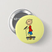 Stokfiguur Jongen op Step Ronde Button 5,7 Cm (Voorkant /achterkant)