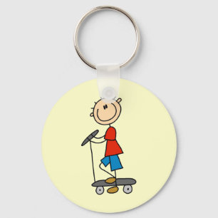 Stokfiguur Jongen op Step Sleutelhanger
