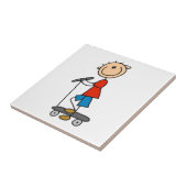 Stokfiguur Jongen op Step Tegeltje (Zijkant)