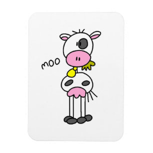 Stokfiguur Koe T-shirts en Cadeaus Magneet