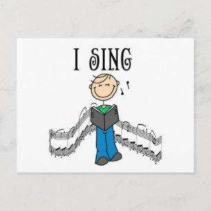 Stokfiguur Man Ik zing T-shirts en cadeaus Briefkaart