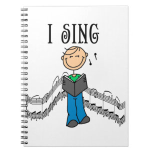 Stokfiguur Man Ik zing T-shirts en cadeaus Notitieboek