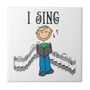 Stokfiguur Man Ik zing T-shirts en cadeaus Tegeltje