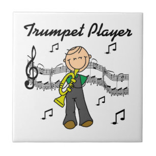 Stokfiguur Man T-shirts met Trompetspeler en Cadea Tegeltje