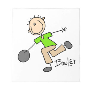 Stokfiguur Mannelijke Bowler T-shirts en cadeaus Notitieblok