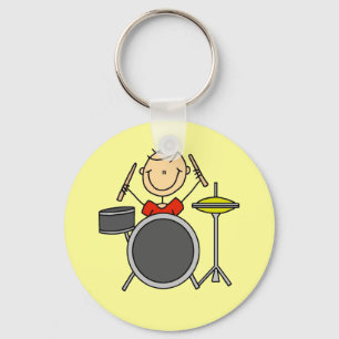 Stokfiguur Mannelijke Drummer T-shirts en Cadeaus Sleutelhanger