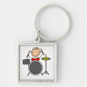 Stokfiguur Mannelijke Drummer T-shirts en Cadeaus Sleutelhanger