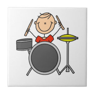 Stokfiguur Mannelijke Drummer T-shirts en Cadeaus Tegeltje