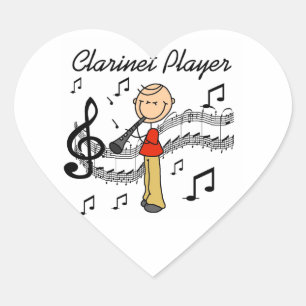 Stokfiguur Mannelijke Klarinetspeler T-shirts en C Hart Sticker