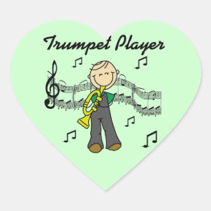 Stokfiguur Mannetje Trompettist T-shirts en cadeau Hart Sticker