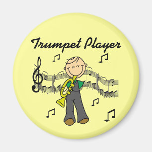 Stokfiguur Mannetje Trompettist T-shirts en cadeau Magneet