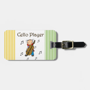 Stokfiguur Meisje Cellospeler T-shirts en Cadeaus Bagagelabel