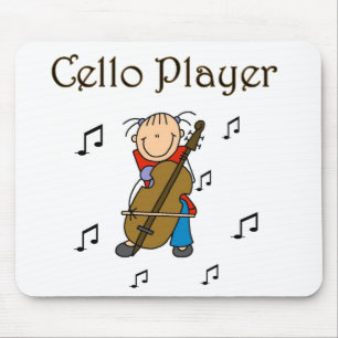 Stokfiguur Meisje Cellospeler T-shirts en Cadeaus Muismat