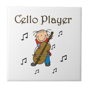 Stokfiguur Meisje Cellospeler T-shirts en Cadeaus Tegeltje