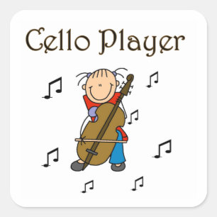 Stokfiguur Meisje Cellospeler T-shirts en Cadeaus Vierkante Sticker