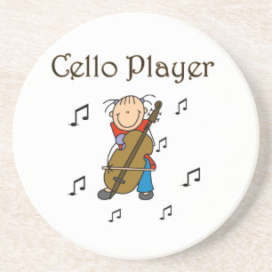 Stokfiguur Meisje Cellospeler T-shirts en Cadeaus Zandsteen Onderzetter