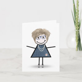 Stokfiguur meisje in sneakers die aan je denkt kaart