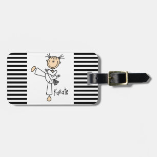 Stokfiguur meisje karate T-shirts en cadeaus Bagagelabel