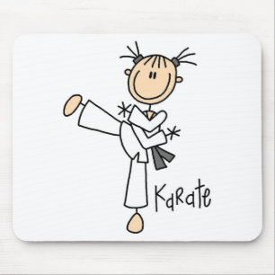 Stokfiguur meisje karate T-shirts en cadeaus Muismat