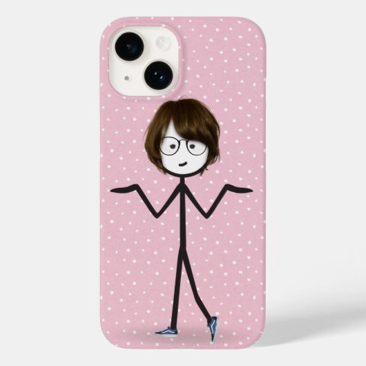Stokfiguur meisje met donker haar Case-Mate iPhone case (Achterkant)